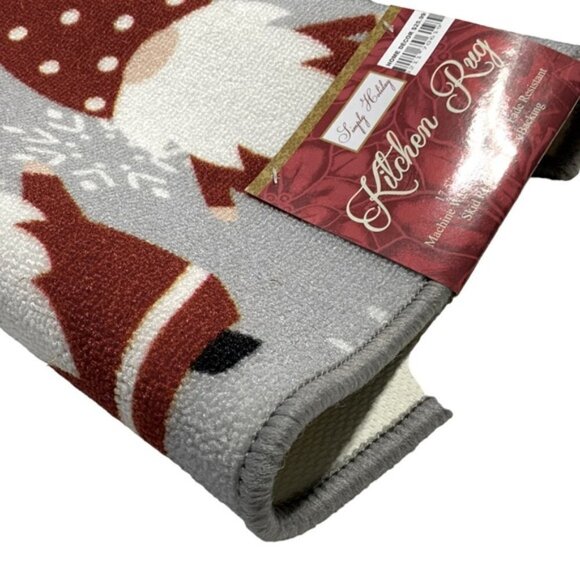 Gnome Snowflake Rug Simply Holiday Christmas Winter Unique Decor Accent Red Gray - Picture 4 of 16